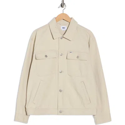Obey Opena Regular Fit Denim Trucker Jacket In White