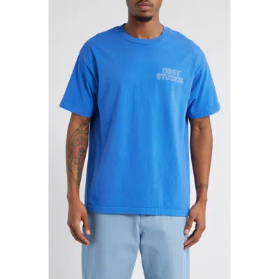 Obey Outline Logo Graphic T-shirt In Pigment Electric Indigo