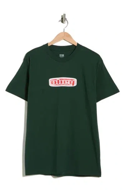 Obey Oval Logo Graphic T-shirt In Green