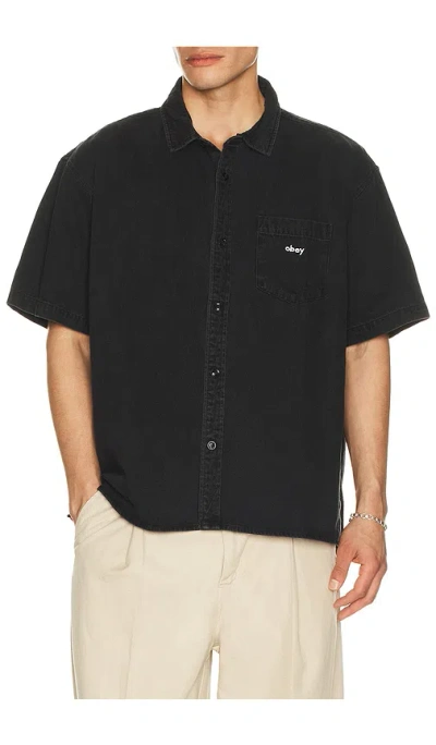 Obey Owens Denim Shirt In Black