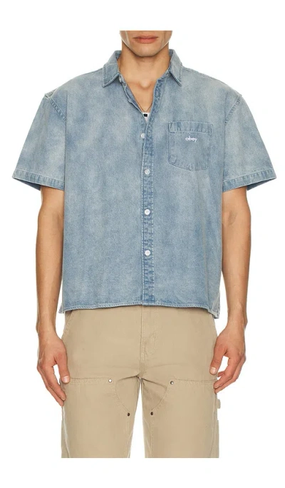Obey Owens Denim Shirt In Blue