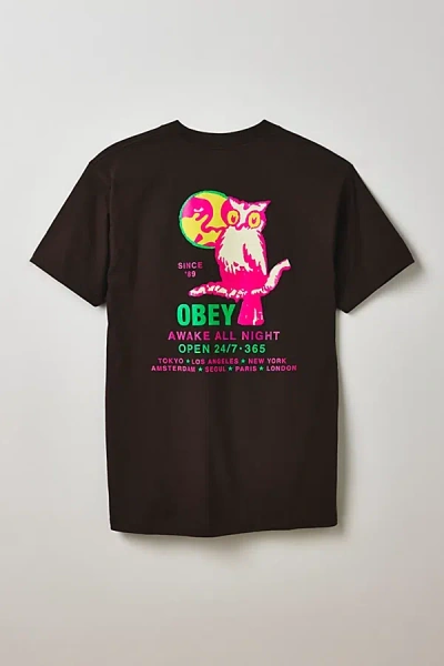 Obey Owl Graphic Tee In Brown, Men's At Urban Outfitters