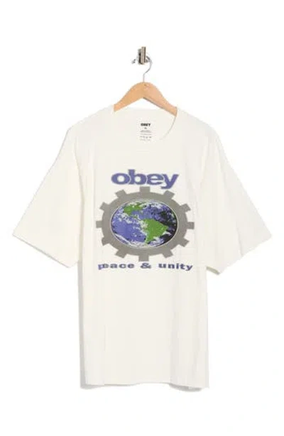 Obey Pace And Unity Cotton Graphic T-shirt In White