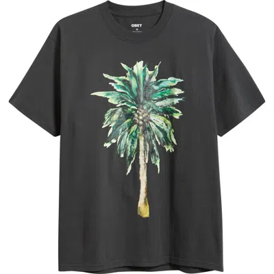 Obey Palm Graphic T-shirt In Black