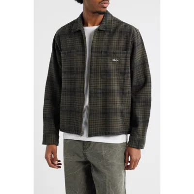 Obey Parker Cotton Zip-up Shirt Jacket In Gray
