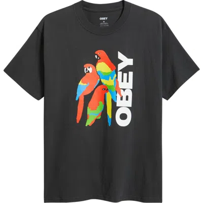 Obey Parrots Graphic T-shirt In Black