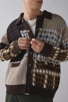 Obey Patchwork Cardigan In Brown