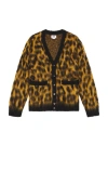 Obey Mens Patron Leopard-pattern Brushed Wool-blend Cardigan In Animal Print