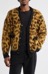 Obey Mens Patron Leopard-pattern Brushed Wool-blend Cardigan In Brown
