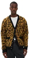 Obey Mens Patron Leopard-pattern Brushed Wool-blend Cardigan In Animal Print