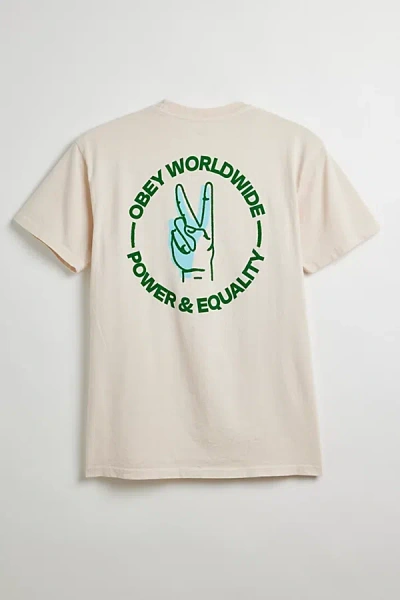 Obey Peace & Equality Tee In Pigment Sago, Men's At Urban Outfitters In Neutral