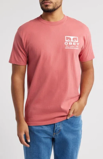 Obey Permission Graphic T-shirt In Mineral Red
