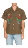 Obey Perry Woven Button Down Canteen In Brown