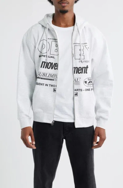 Obey Persistent Movement Graphic Zip Hoodie In Neutral