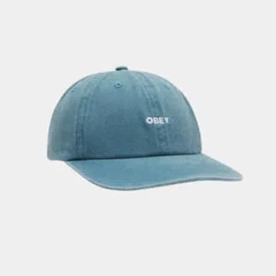 Obey Pigment Lowercase 6 Panel Cap In Blue