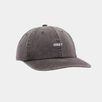 Obey Pigment Lowercase 6 Panel Cap In Gray