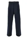 Obey Pinstripe Pleated Trousers In Blue