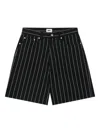 Obey Stripe Baggy Denim Short In Black