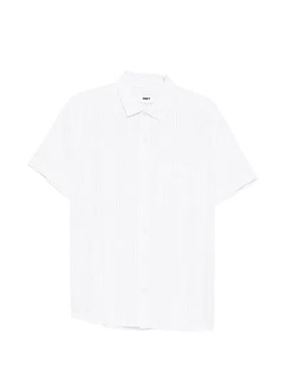 Obey Pinstripe Short-sleeve Shirt In White