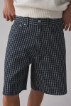 Obey Mens Black Plaid Baggy Denim Shorts In Black