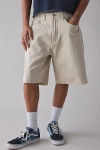 Obey Plaid Pattern Baggy Denim Short In Cream, Men's At Urban Outfitters