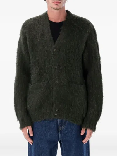 Obey Brushed Patron V-neck Cardigan In Green