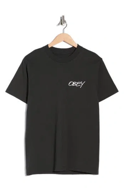 Obey Poppies Graphic T-shirt In Black