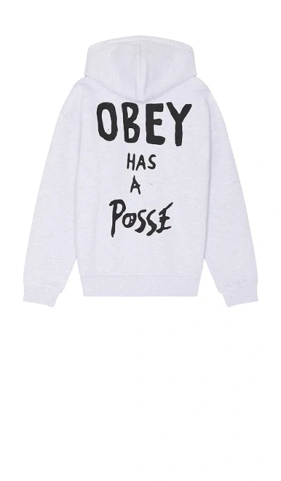 Obey Posse Extra Heavy Hoodie In Ash Grey