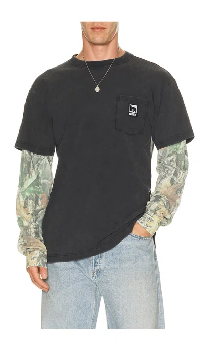 Obey Post 2fer Layered Tee In Black