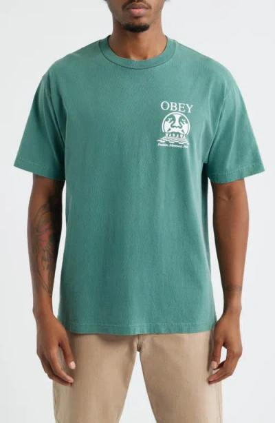 Obey Precision Graphic T-shirt In Burgundy