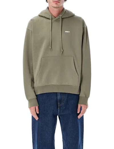 Obey Premium Hoodie With Mini Logo And Bold Back Graphic - Size L In Deep Lichen Green