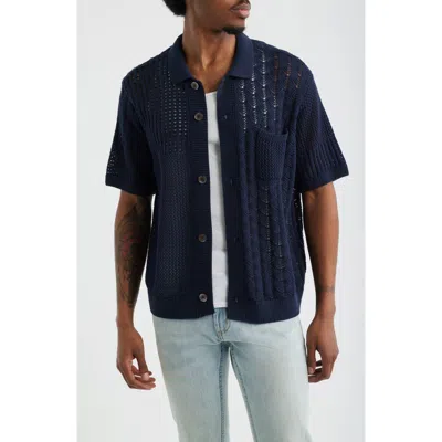 Obey Preston Short Sleeve Cardigan In Blue