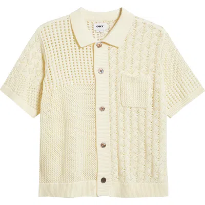 Obey Preston Short Sleeve Cardigan In Yellow