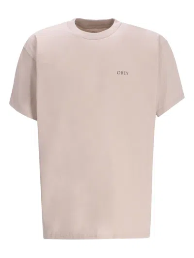 Obey Print T-shirt In Neutral