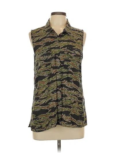 Pre-owned Obey Propaganda Sleeveless Button Down Shirt In Green