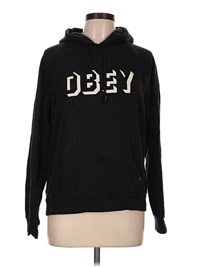 Pre-owned Obey Pullover Hoodie In Black