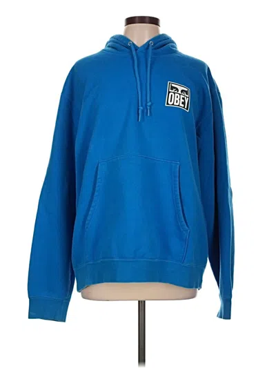 Pre-owned Obey Pullover Hoodie In Blue