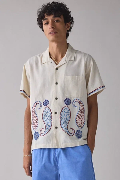 Obey Quentin Woven Shirt Top In Ivory, Men's At Urban Outfitters In White