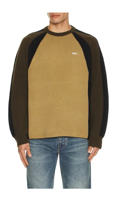 Obey Raglan Crew Neck Sweater In Multi