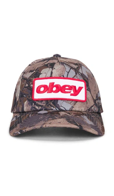 Obey Ranch 5 Panel Snapback Hat In Brown