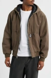 Obey Randy Hooded Cotton Jacket In Brown