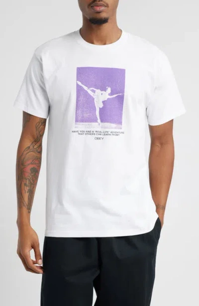 Obey Real Life Cotton Graphic T-shirt In White