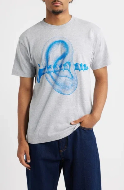 Obey Records Ear Cotton Graphic T-shirt In Gray