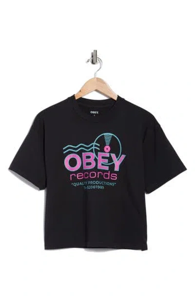 Obey Records Sound Waves Graphic T-shirt In Black