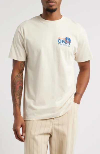 Obey Records Sound Waves Graphic T-shirt In Cream