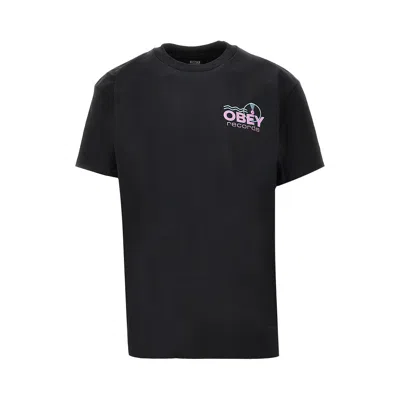 Obey ' Records Sound Waves'' T-shirt In Black