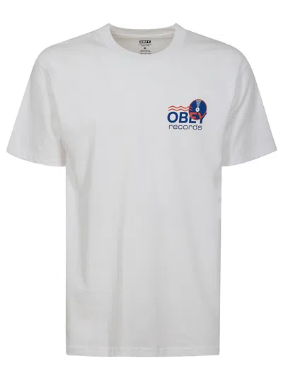 Obey Records Sound Waves Tee In White
