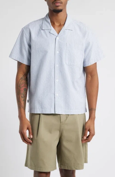 Obey Reducer Woven Cotton Camp Shirt In Blue Fog Multi