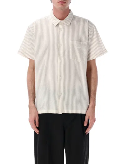 Obey Relaxed Fit Short-sleeve Seersucker Shirt - Size L In Brown