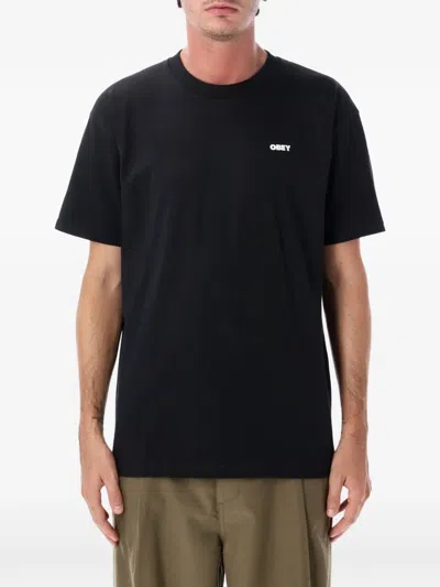 Obey Resistance Skull Logo-print T-shirt In Black